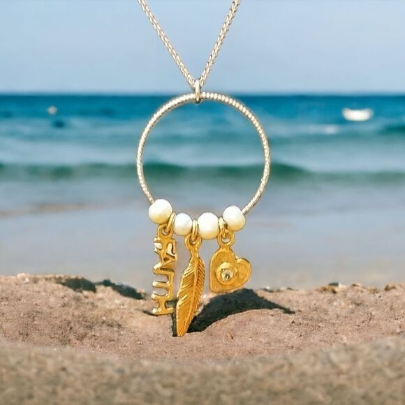 PASSAGE TO ISREAL   STERLING SILVER PENDANT 925  by GOLD PLATED CHARMS Isreal - Picture 1 of 12